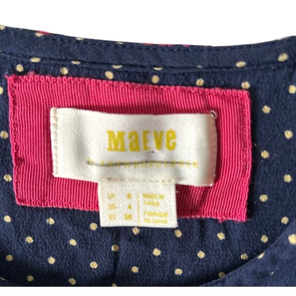 Maeve Women’s Size 4 Polka Dot‎ Bird Floral Print Mini Shift Dress - Picture 6 of 7